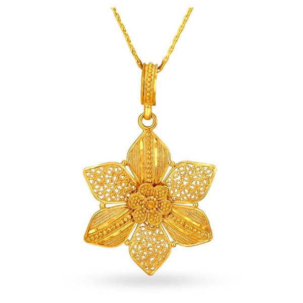 Floral Filigree Gold Pendant
