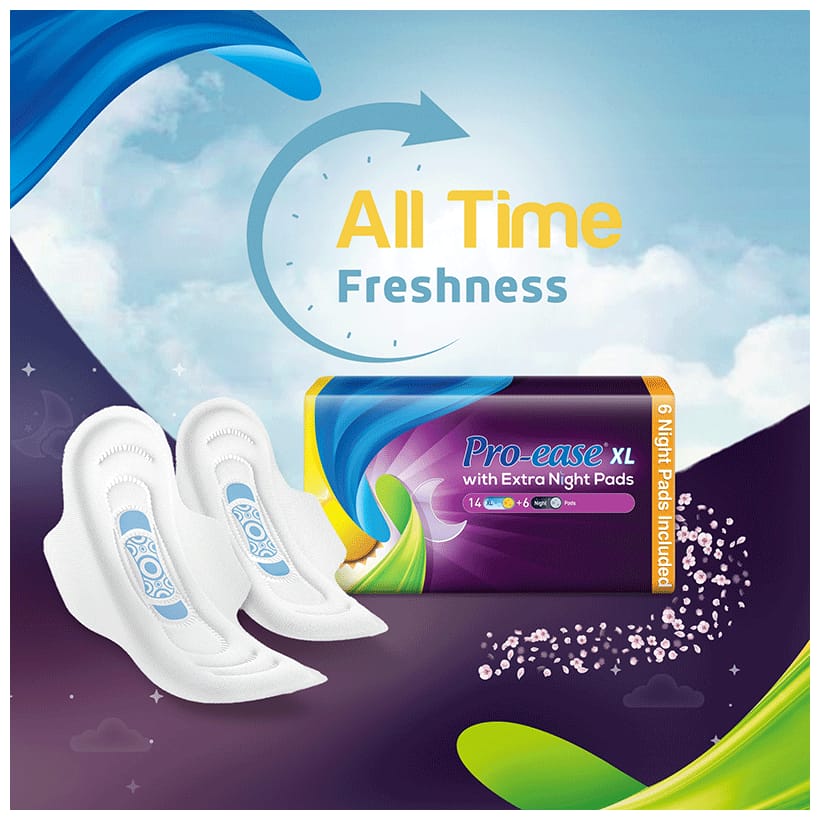 Pro-Ease Day & Night Sanitary Pad Combo Pack | Pack of 20 Pad | Sanitary Pad for Women|