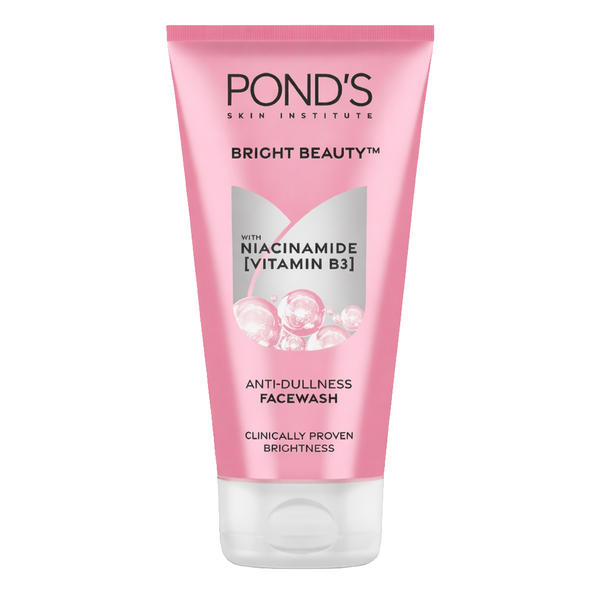 Ponds Bright Beauty Anti-Dullness & Brightening Facewash with Niacinamide | For Glass-Skin Like Shine and with 4X Visibly Brighter Skin, 150gm
