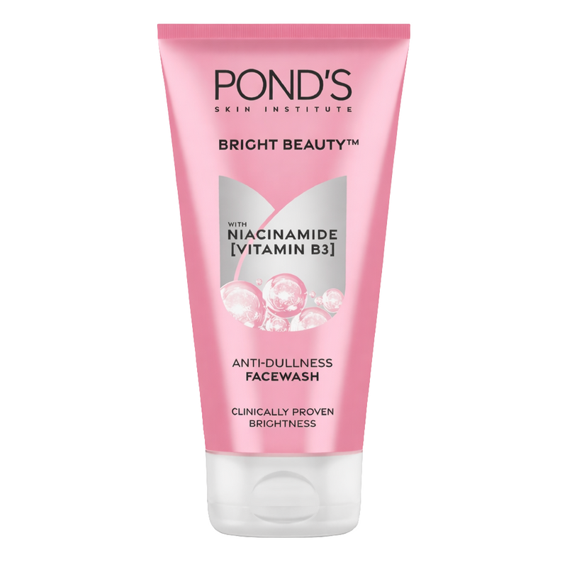 Ponds Bright Beauty Anti-Dullness & Brightening Facewash with Niacinamide | For Glass-Skin Like Shine and with 4X Visibly Brighter Skin, 150gm