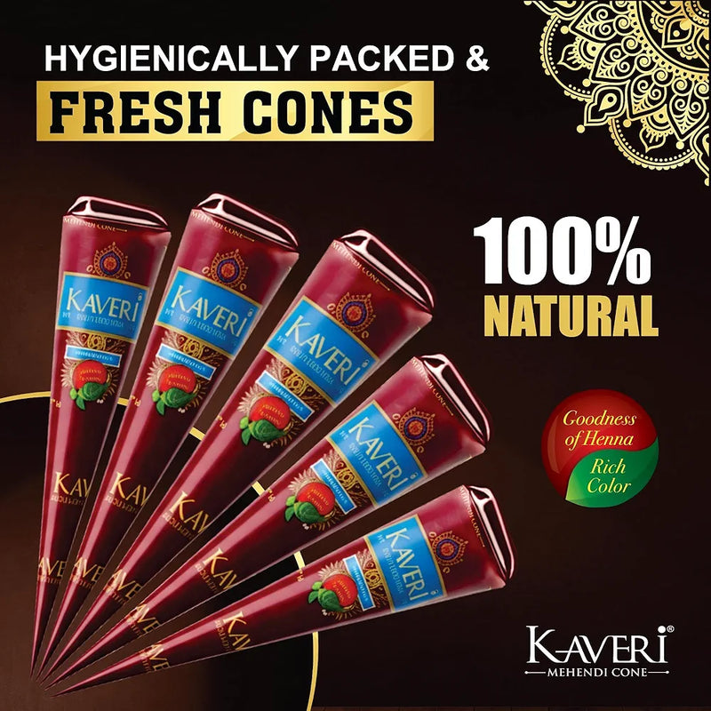 Kaveri Natural Henna Mehandi Cone - Pack of 12 Cones