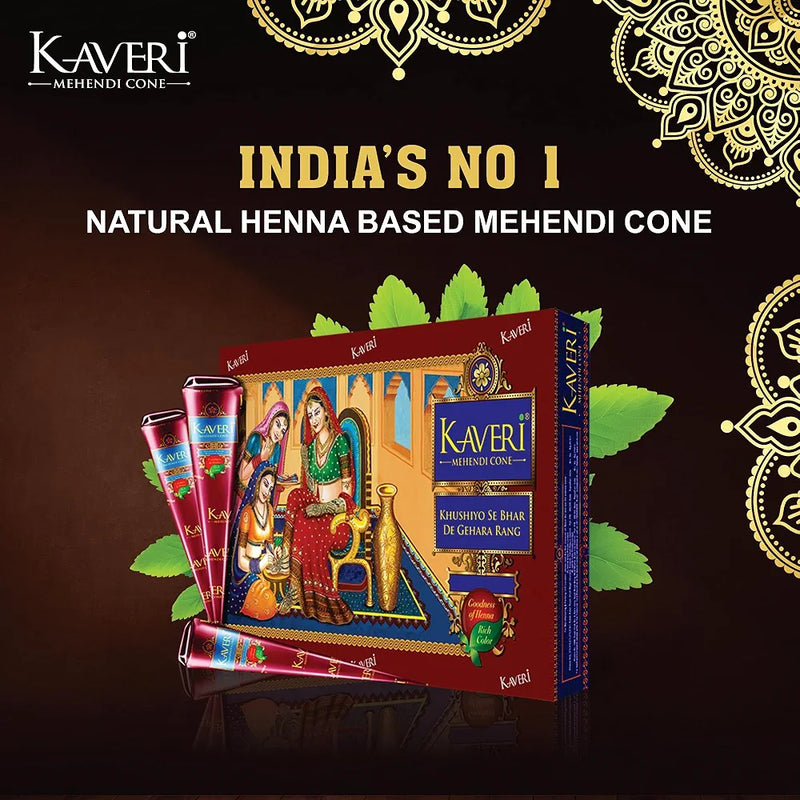 Kaveri Natural Henna Mehandi Cone - Pack of 12 Cones