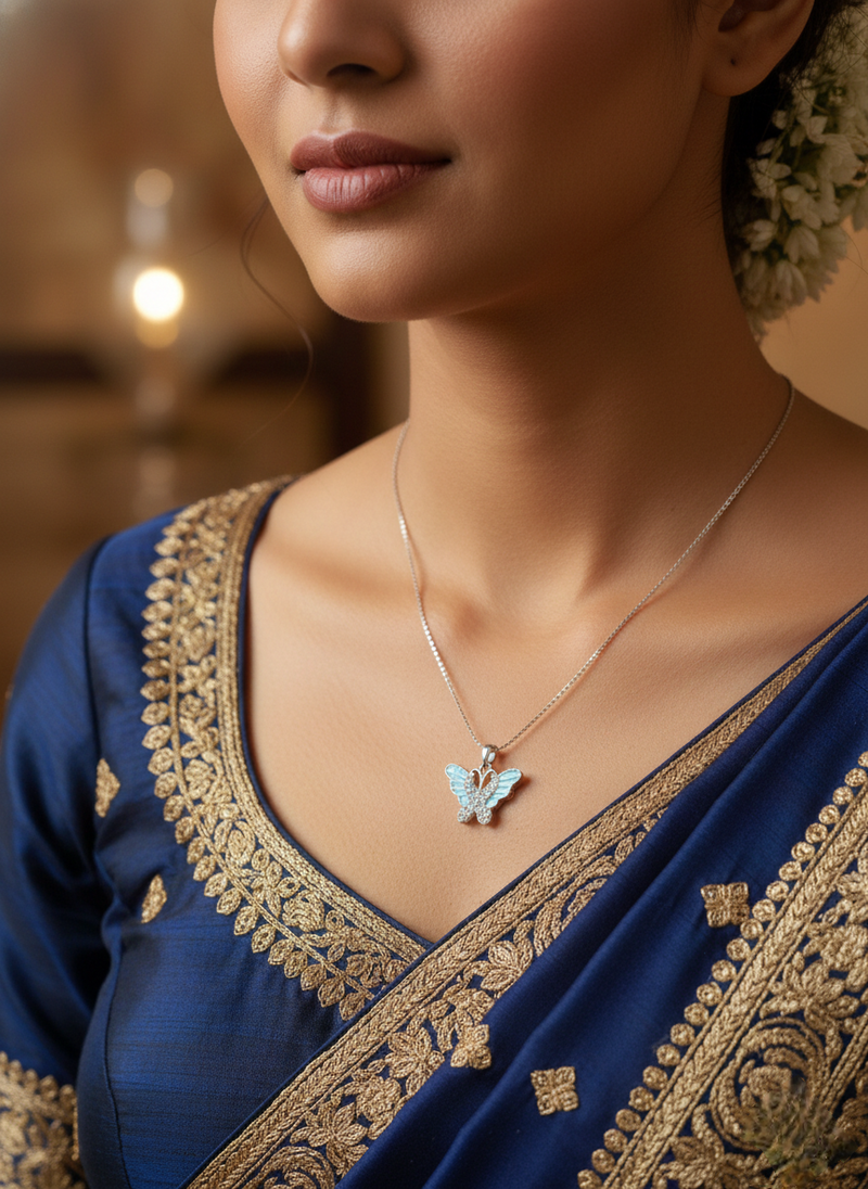 Sweet Butterfly Long Chain Necklace Set of 3