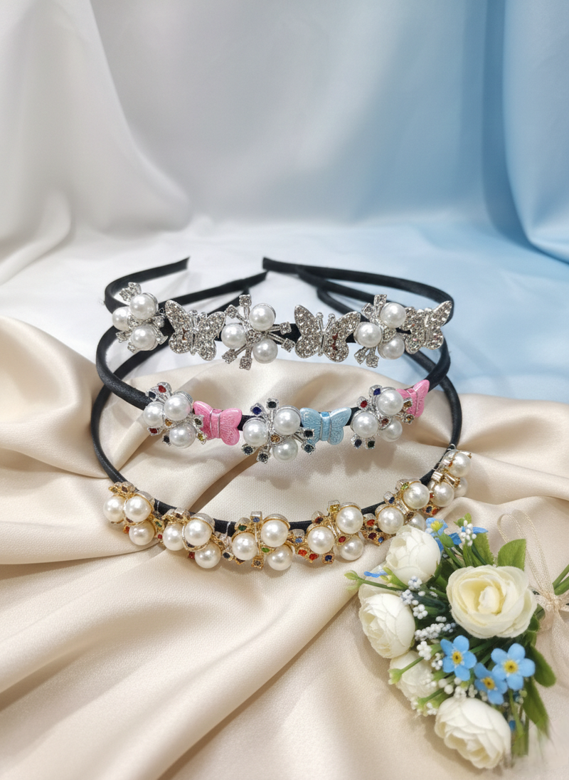 Everyday Wear Pearl Butterfly Hair Band -3