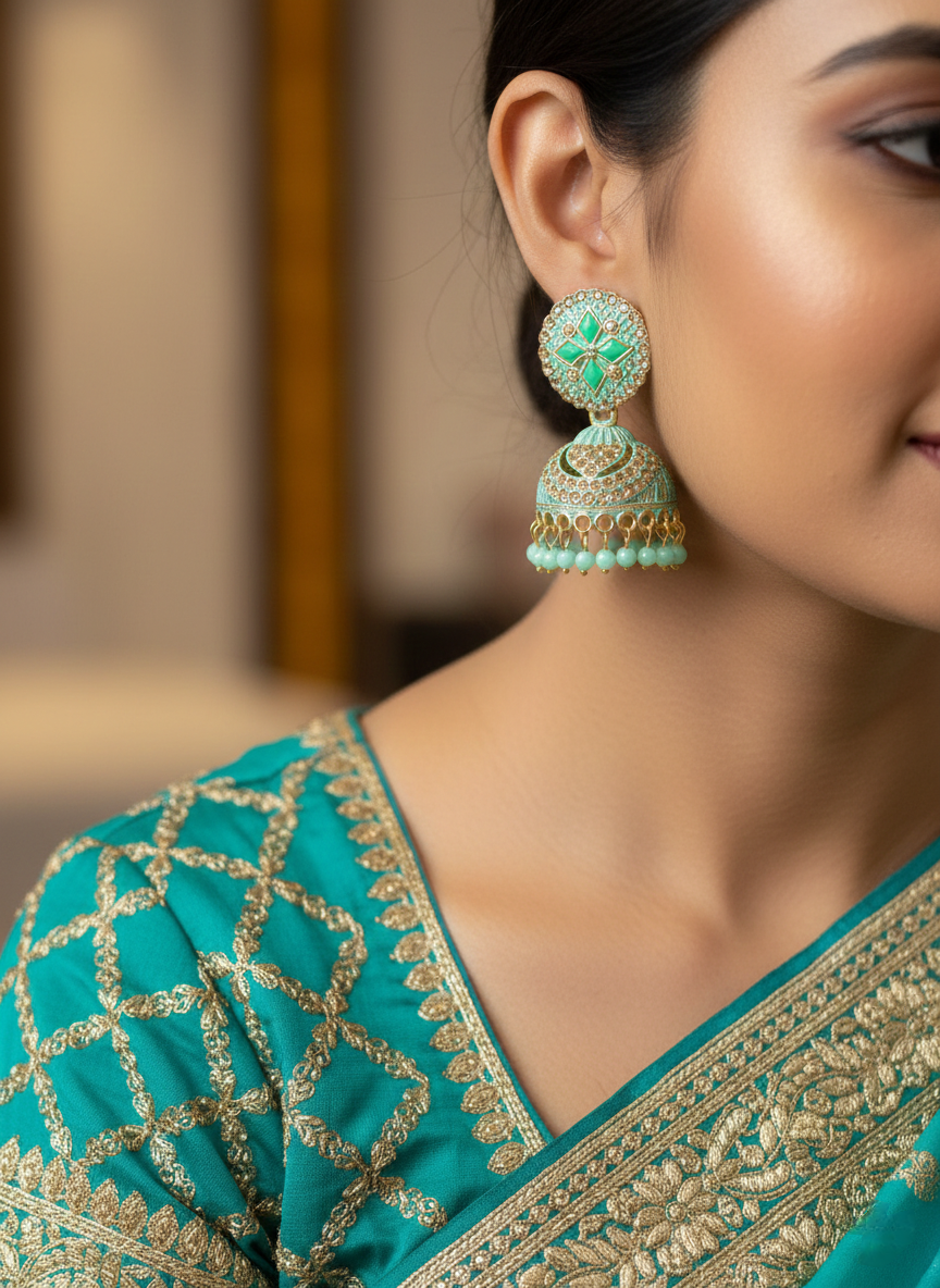 ✨Anti-Tarnish Luxury Traditional Earrings with Matching Tika Set