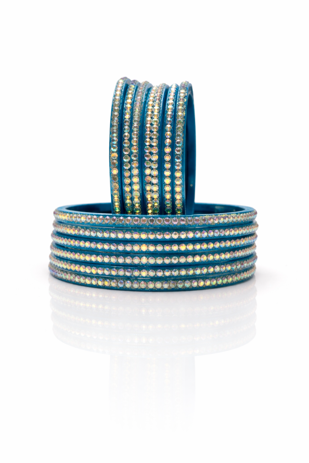 Elegant Firoji Crystal Stone Bangles Set – Sparkling Traditional Wear (Pack of 12)