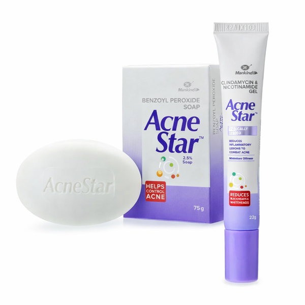 AcneStar Acne Care Combo – Benzoyl Peroxide Soap 75g + Clindamycin & Nicotinamide Gel 22g