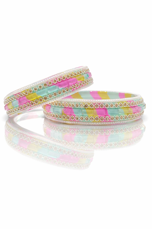 Multicolor Crystal, Pearl & Stone Work Designer Bangles