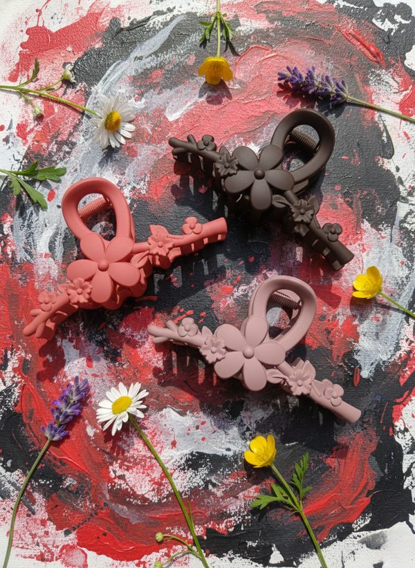 Designer Floral Hair Clutcher Combo for Women & girls | Easy to Use, Damage-Free Grip | Daily & Party Wear | Pack of 3