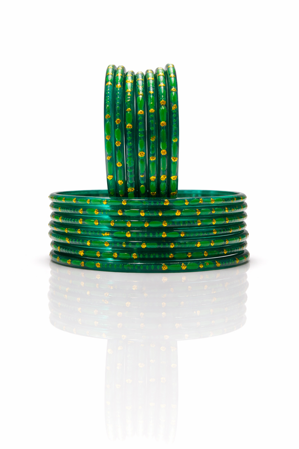 Beautiful Radium colour glass bangles with Gold Touch (set of 24)