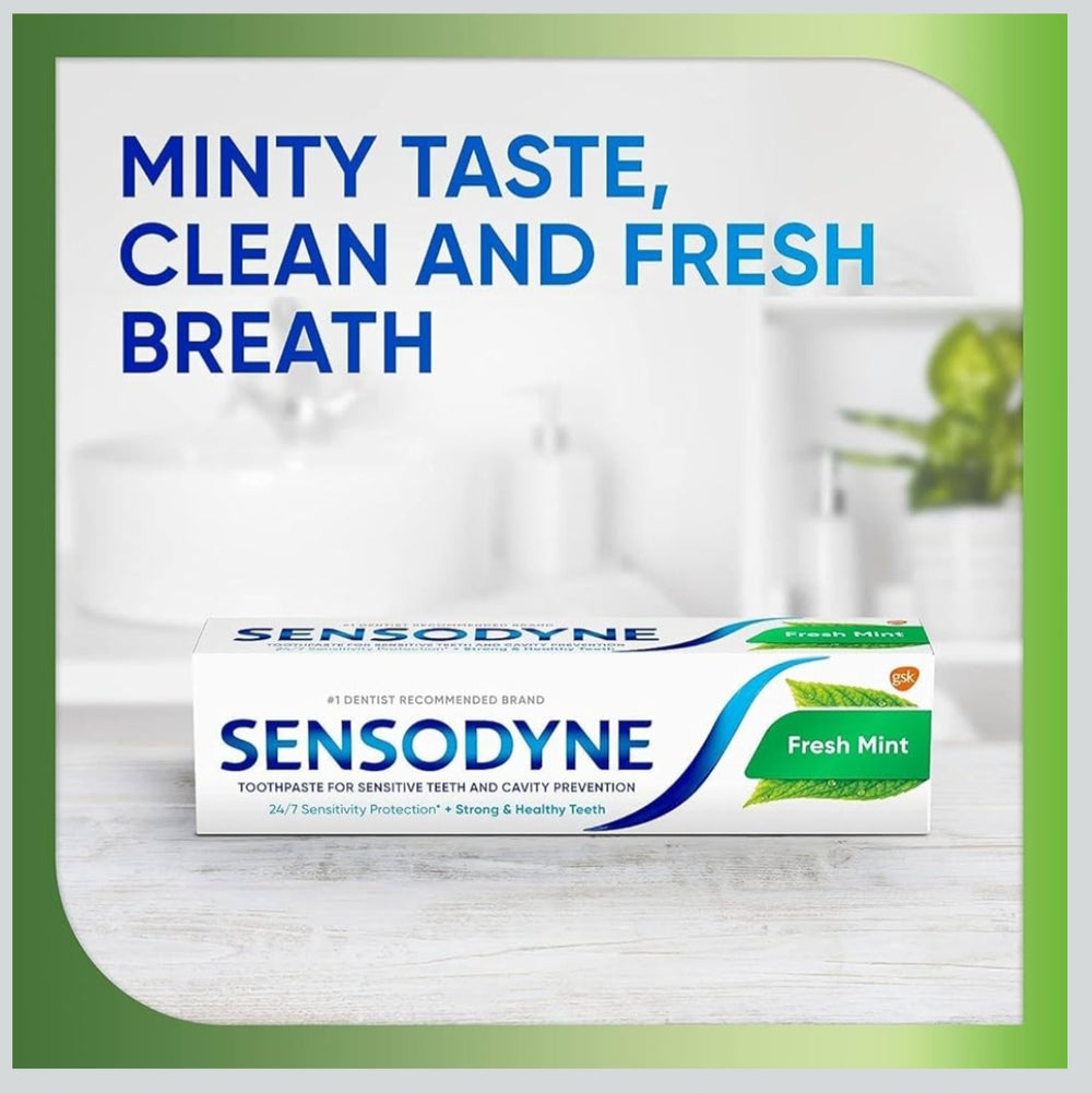 Sensodyne Fresh Mint 150g|Free Sansodyne toothbrush worth-65 | Sensitive toothpaste for daily sensitivity protection | Dentist Recommended Brand
