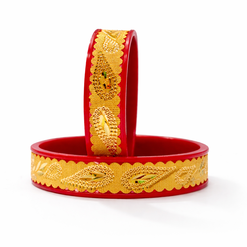 Premium Red & Gold Crystal Bangles – Bridal & Festive Collection