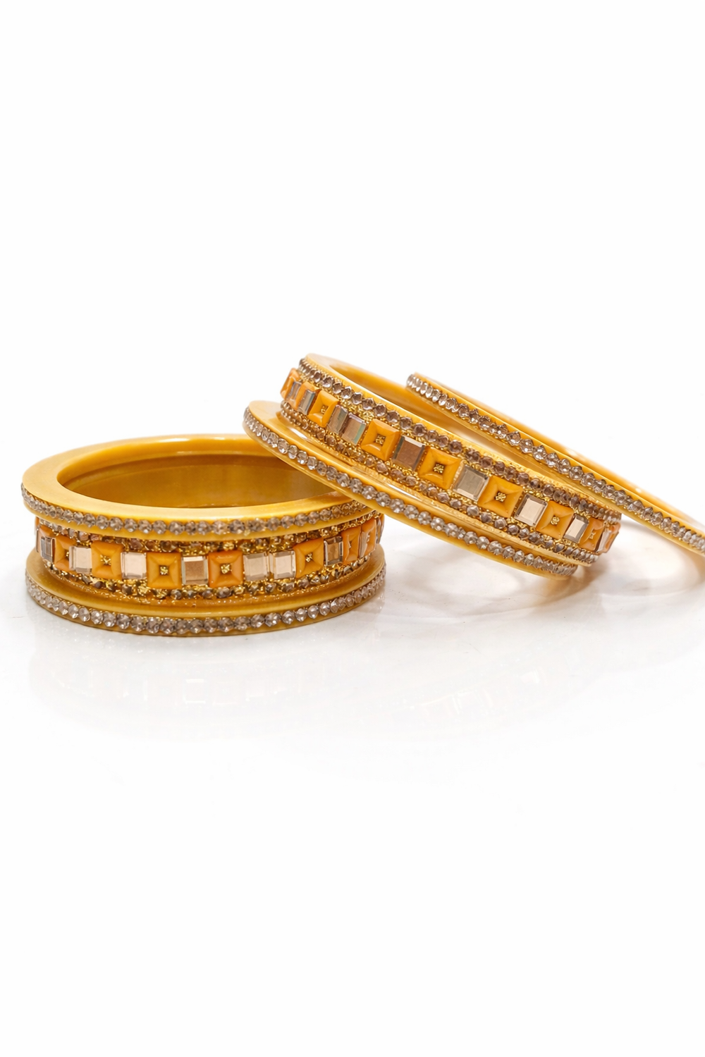 Ms Bangles set golden Stone Studded Designer Bangles with Gold Polish girls & women set|