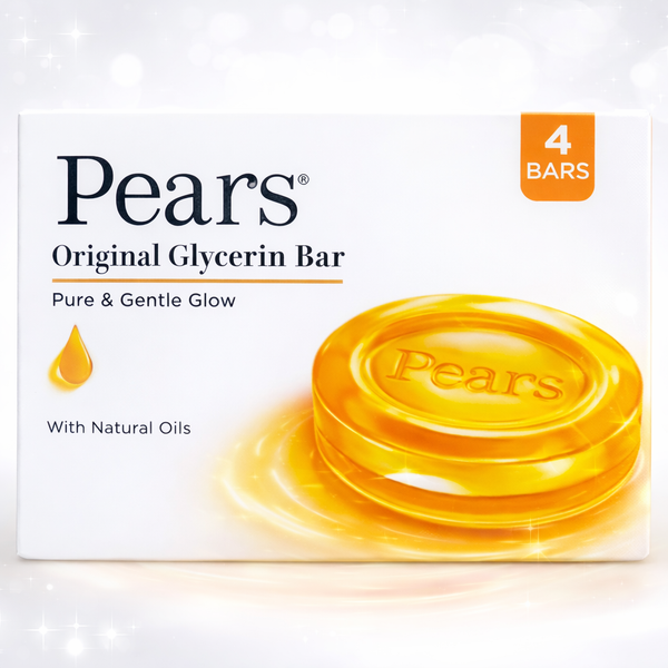 Pears Original Glycerin Soap Bar - Pure & Gentle Glow | With 98% Pure Glycerin | For Hydration & Glow | With Plant Based Cleanser for Skin & Body | Paraben-free | 300gms