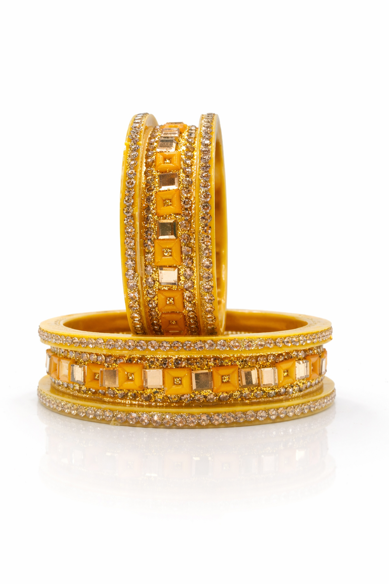 Ms Bangles set golden Stone Studded Designer Bangles with Gold Polish girls & women set|