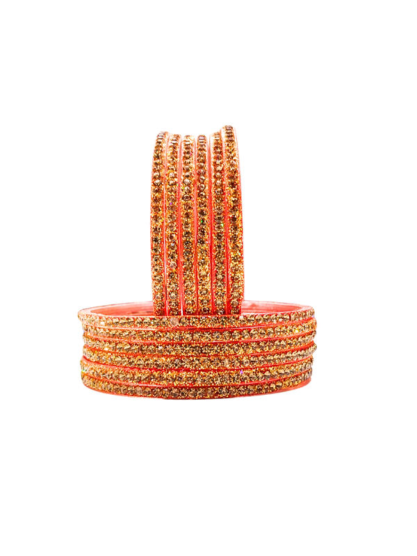 Luxury Haldi Colour Sparkle Stone Bangles Set of 12 Pcs