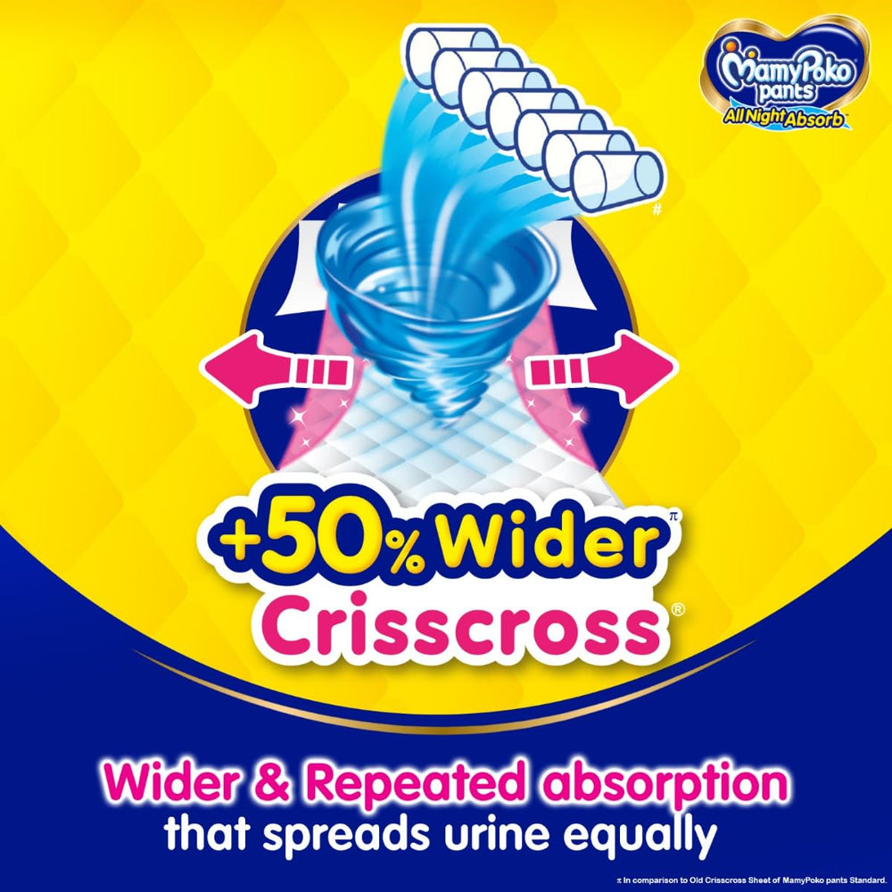 MamyPoko Pants All Night Absorb Baby Diapers, Large (L), 28 Count 9-14 kg