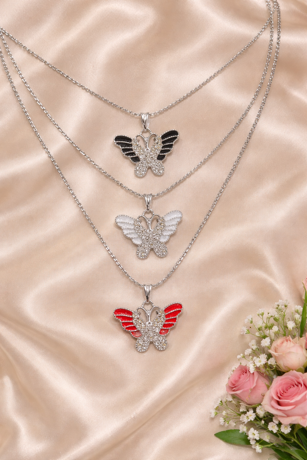 Soft Style Butterfly Long Necklace Set-3