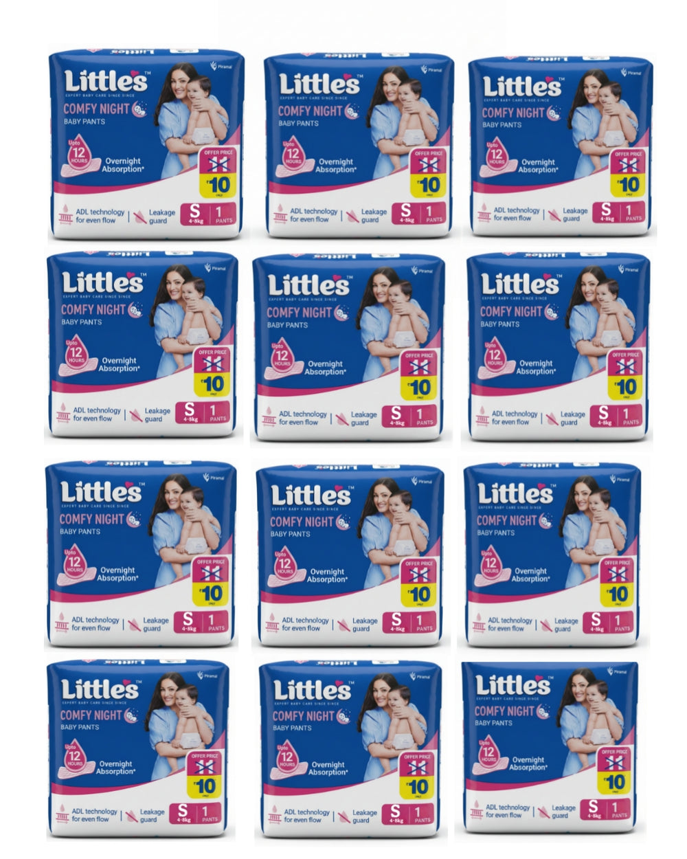 Little's Baby Diapers S Size (Small) Pants Style | 7-12kg | 12 Pcs | Comfy Nights Baby Diaper Pants