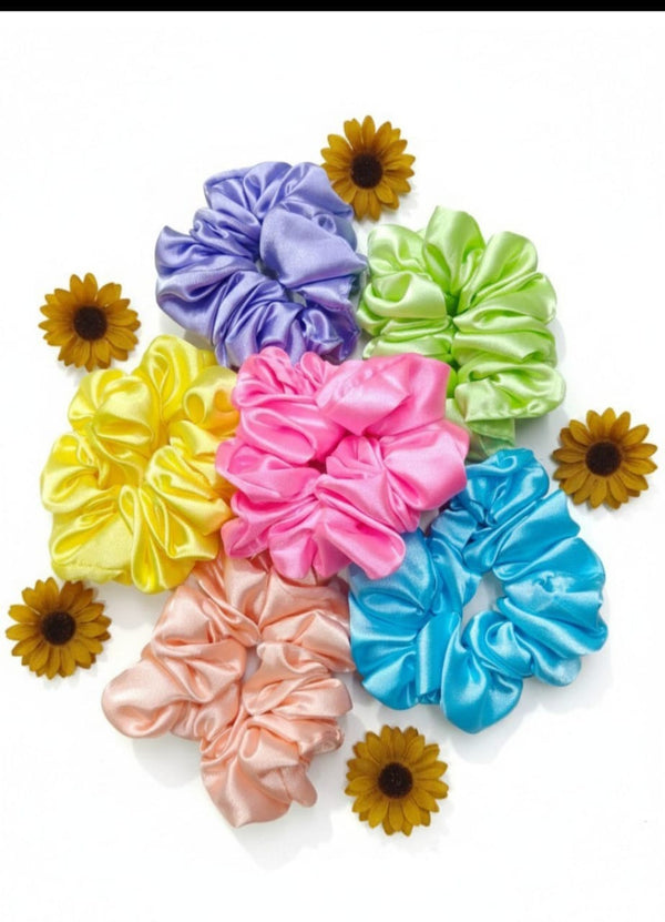 ✨ Luxury Satin Scrunchies for women , girls Multicolor|Rubber band,Hair Band (Pack of 6)