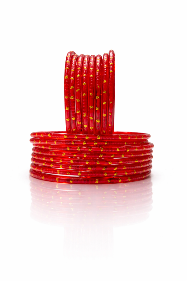 Beautiful Red Glass Bangles Set for Festive & Daily Wear (Pack of 24)