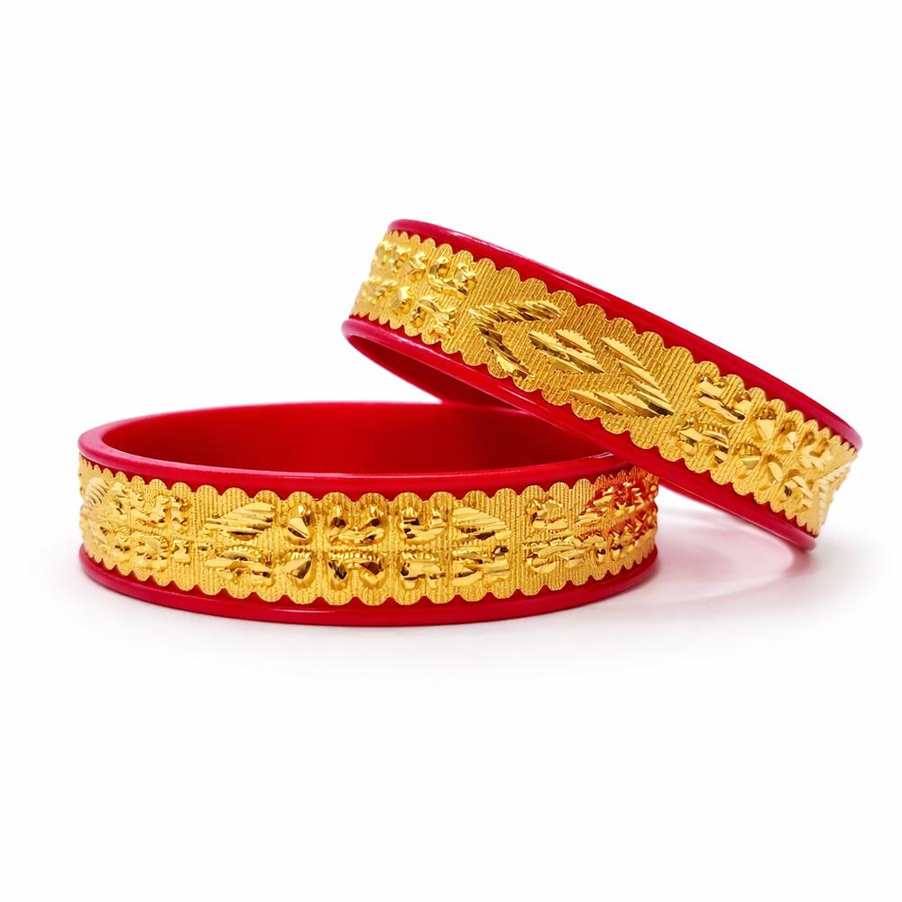 Classic Red Gold Crystal Bangles – Premium Bridal Styleles