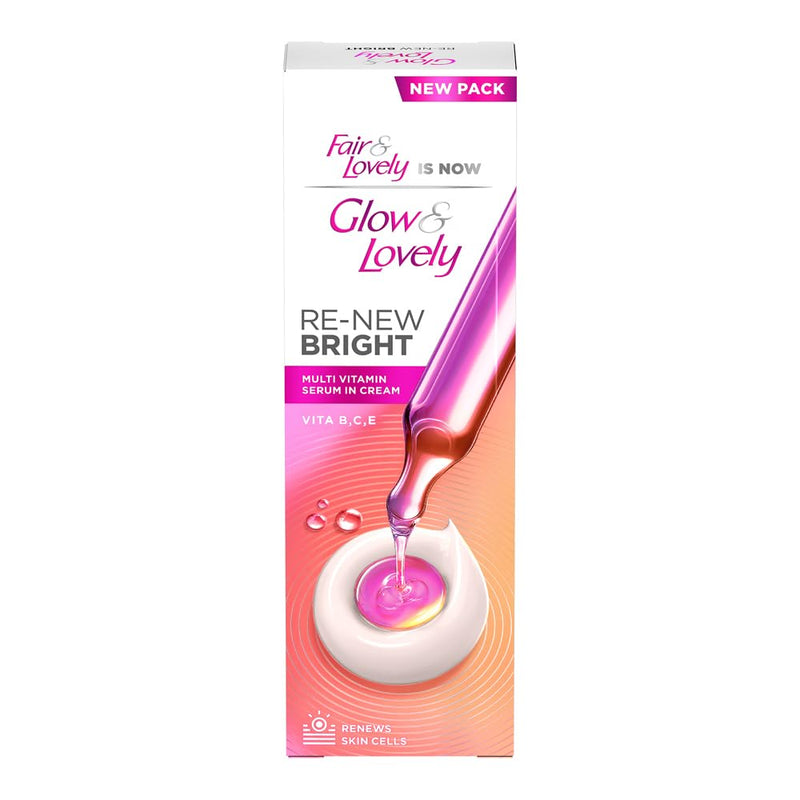 Glow & Lovely Renew Bright Multivitamin Serum In Cream | Vitamins B,C And E | Renews Skin Cells |Bright And Healthy Skin | Clinically Proven Formula Is Dermatologically Tested | 80G 