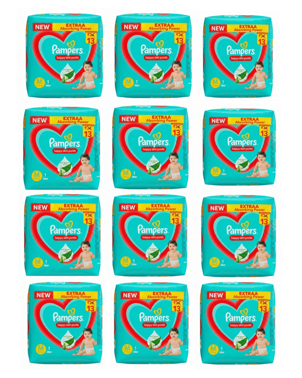 Pampers Complete Skin Comfort Pants (M) Size Medium 7-12 kg | Pack of 12 Pcs