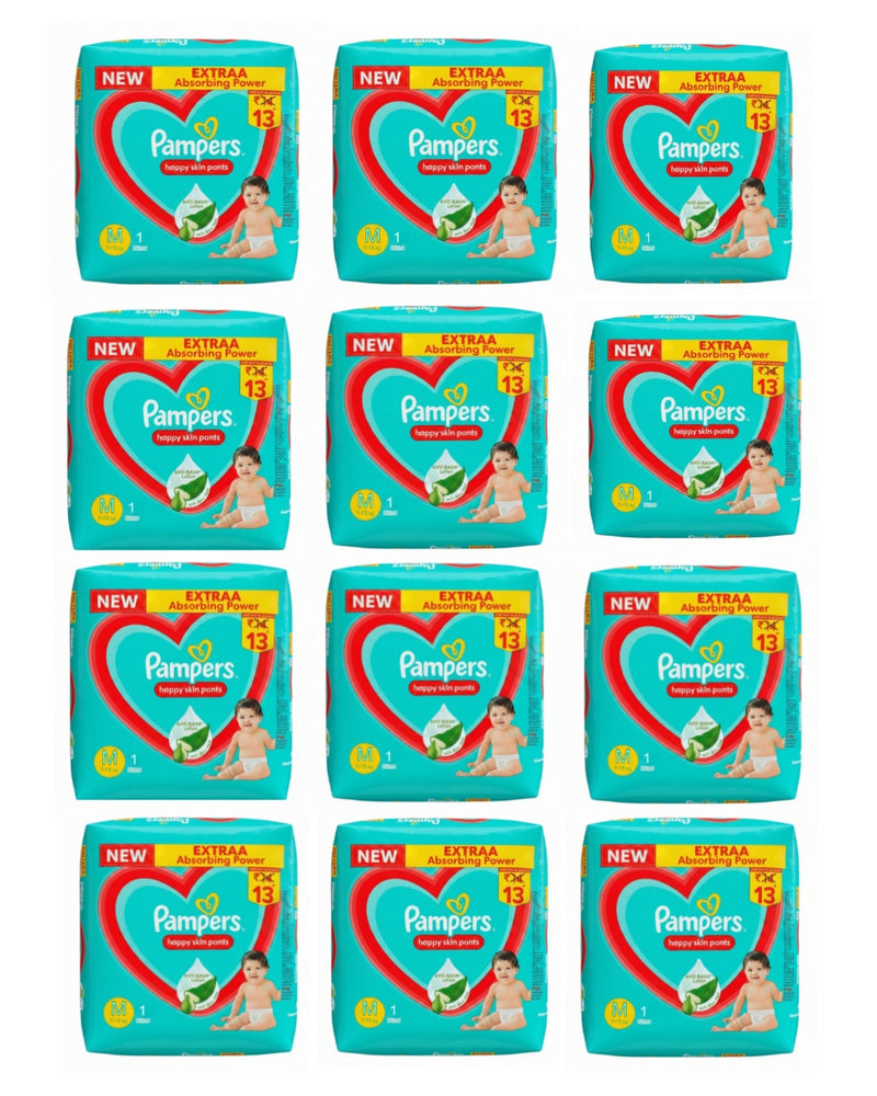 Pampers Complete Skin Comfort Pants (M) Size Medium 7-12 kg | Pack of 12 Pcs