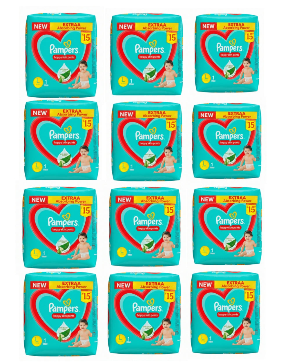 Pampers Complete Skin Comfort Pants (L) Size (Large) 9-14kg | Pack of 12 Pcs