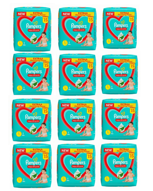 Pampers Complete Skin Comfort Pants (L) Size (Large) 9-14kg | Pack of 12 Pcs
