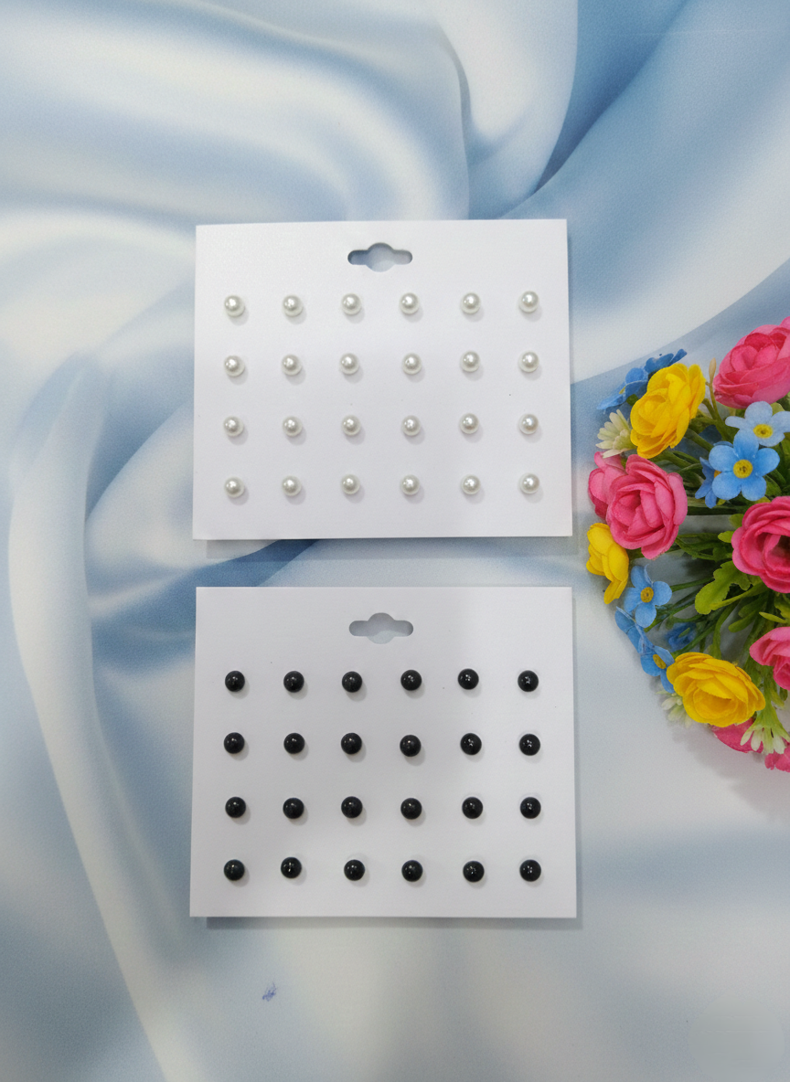 Mini Pearl Buttons for Tops Black & White (Pack of 24)