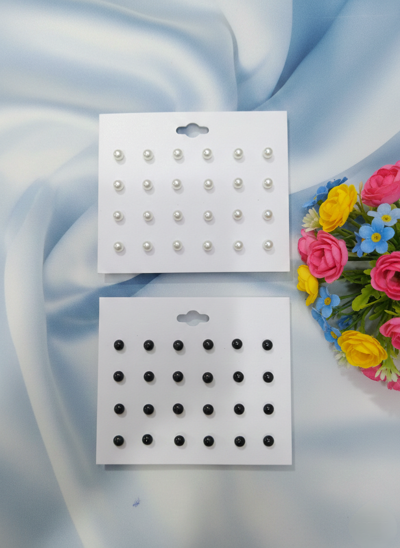 Mini Pearl Buttons for Tops Black & White (Pack of 24)