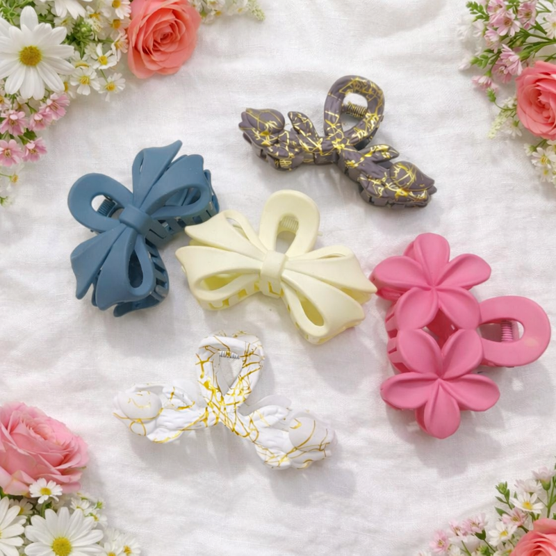 Hair Clutcher for women & Girls to Daily wear| Claw, Clips Multi Colour set pack of 5