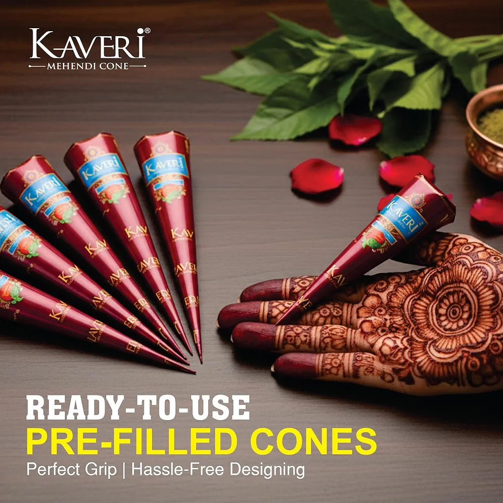 Kaveri Natural Henna Mehandi Cone - Pack of 12 Cones