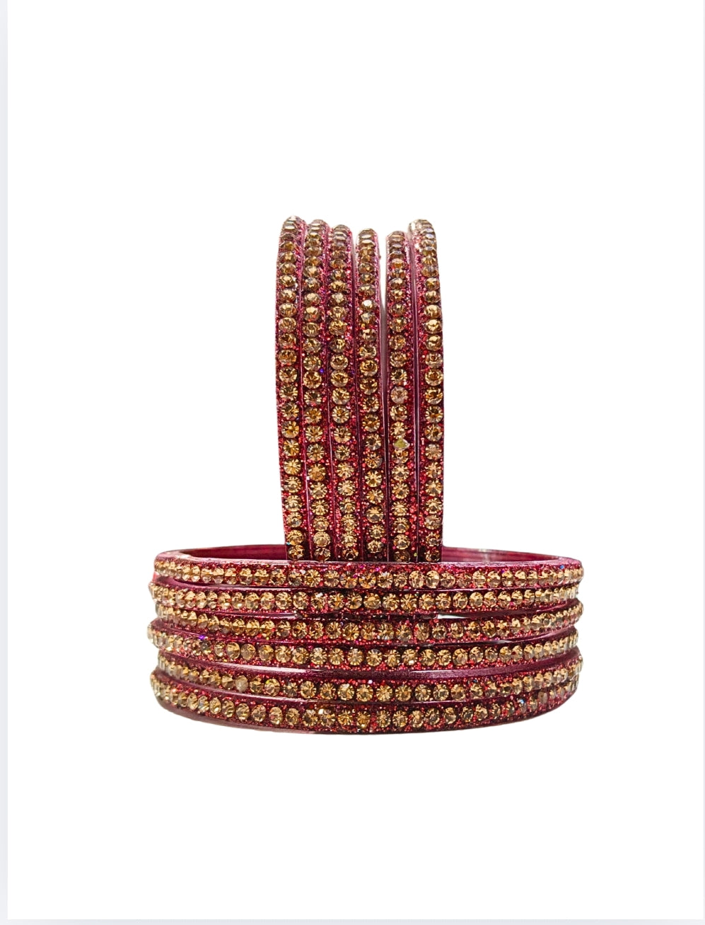 Luxury Mehroon Sparkle Stone Bangles Set for Festive Collection