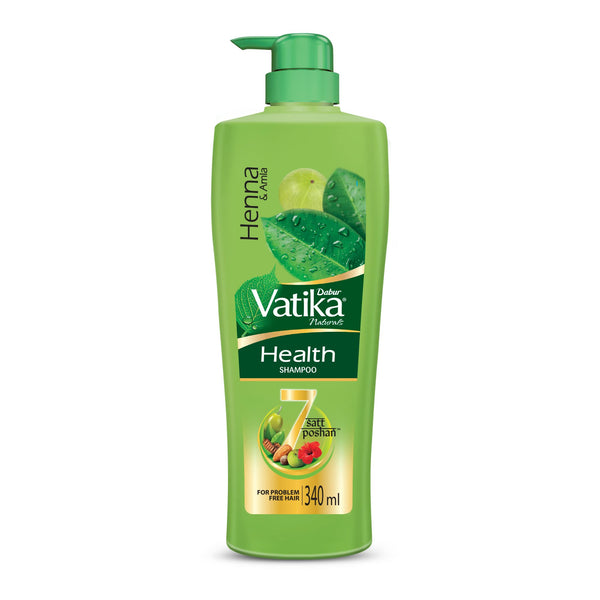Dabur Vatika Health Shampoo - 340ml | For Smooth, Shiny & Nourished Hair | Repairs Hair damage, Controls Frizz | For All Hair Types | Goodness of Henna & Amla