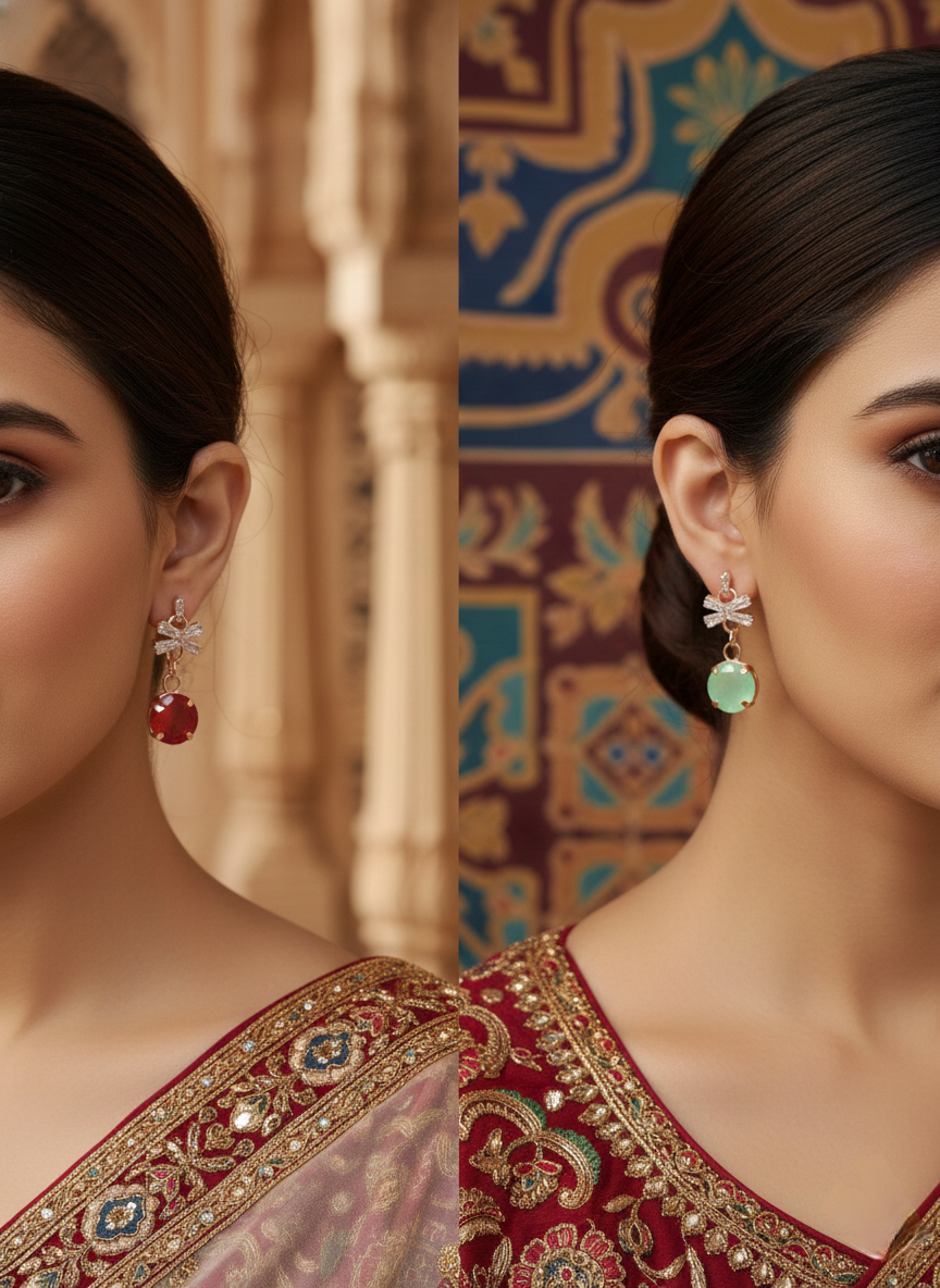 Lightweight Rose Gold Bow Design Drop Earrings