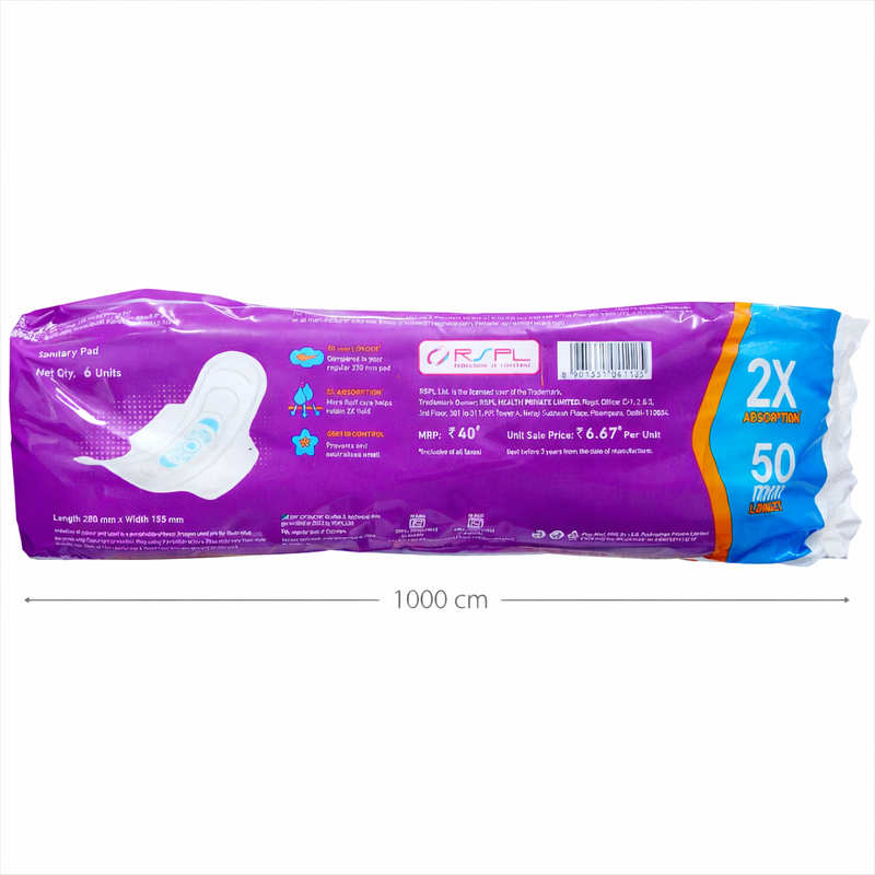 Pro Ease Go XL |Pack of 3| 18 Sanitary Pads for Women | 2X absorption | Odour Control | Long Lasting Protection |