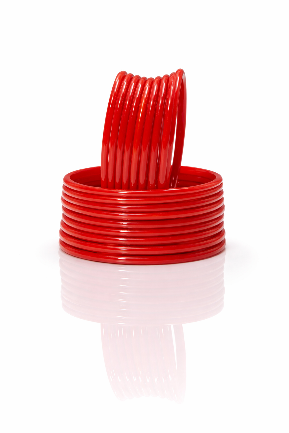 Classic Red Glossy Glass Bangles Set for Girls & Women (Pack of 24) Traditional Plain Churi