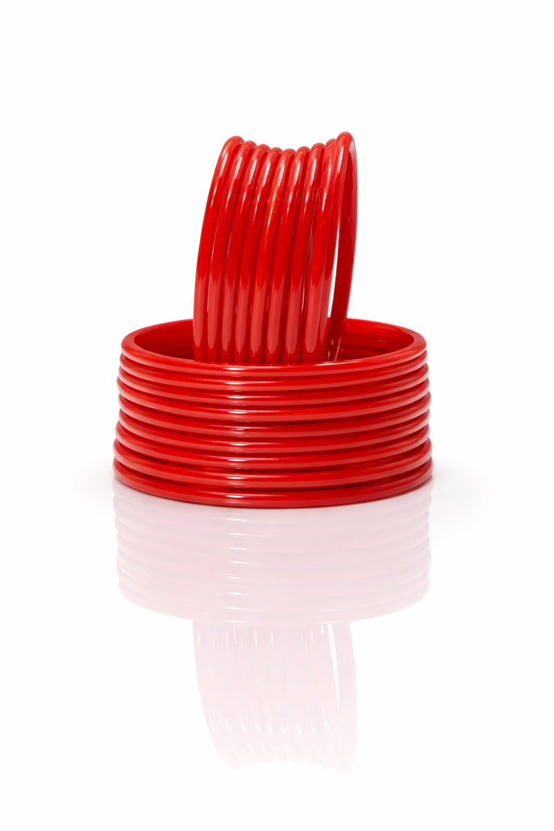 Classic Red Glossy Glass Bangles Set for Girls & Women (Pack of 24) Traditional Plain Churi