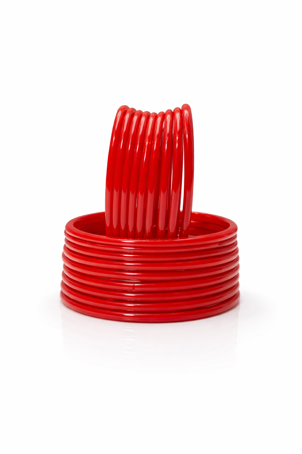 Classic Red Glossy Glass Bangles Set for Girls & Women (Pack of 24) Traditional Plain Churi