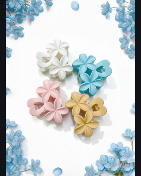 4 Pcs Medium Flower Hair Claw Clip Glossy Flower Clip For women & Girls