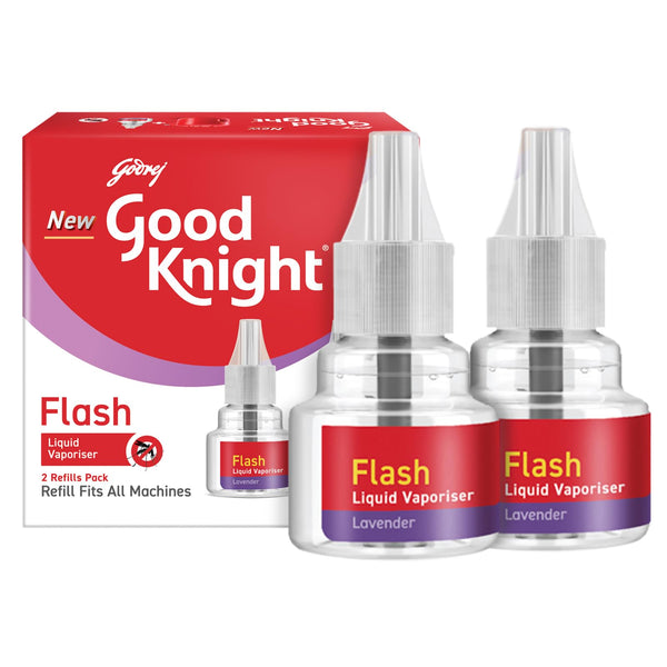 Good Knight Flash Liquid Vaporiser | Pack Of 2 (45ml Each) | Lavender Fragrance | 2x Faster Than Before | Mosquito Repellent Refill | India s Most Powerful Liquid Vaporizer
