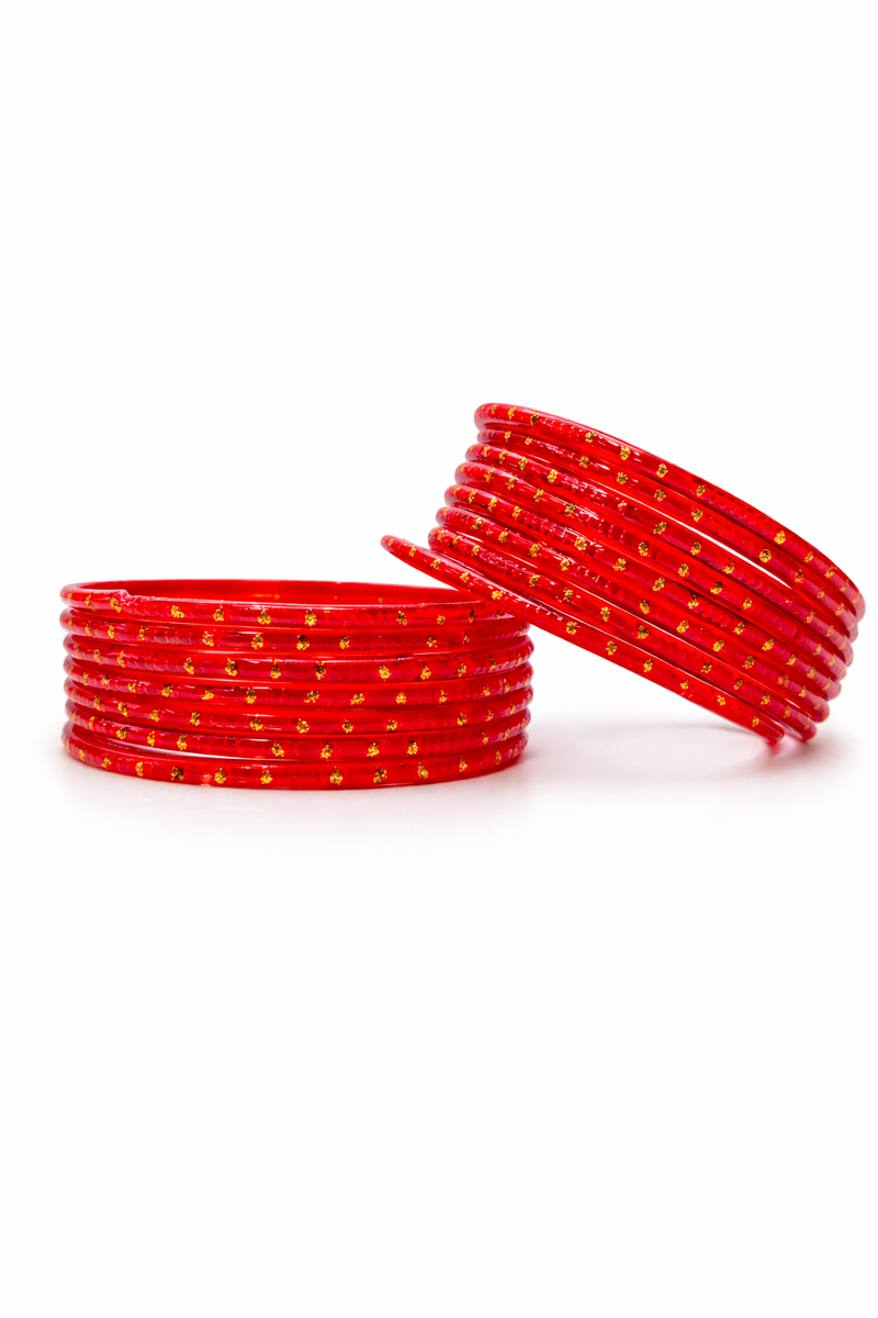 Beautiful Red Glass Bangles Set for Festive & Daily Wear (Pack of 24)