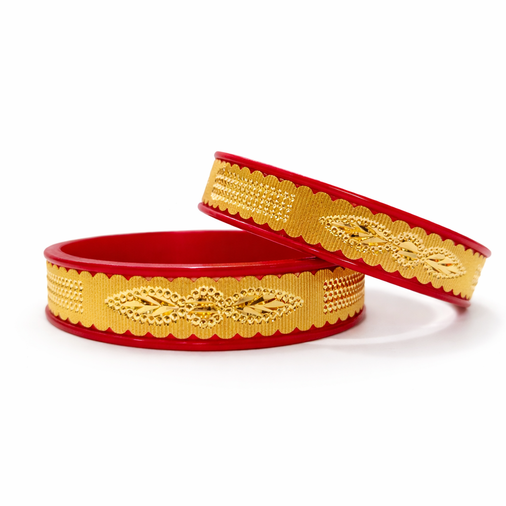 Luxury Red Gold Crystal Bangles – Classic Indian Traditional Wear
