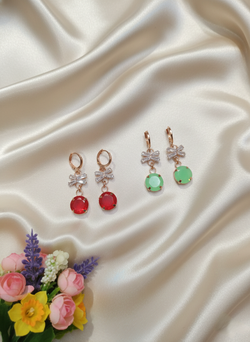 Lightweight Rose Gold Bow Design Drop Earrings