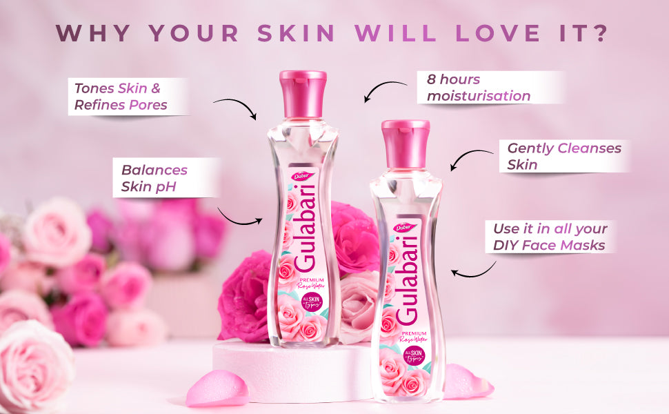 Dabur Gulabari Premium Rose Water with No Paraben for Cleansing and Toning - 250ml