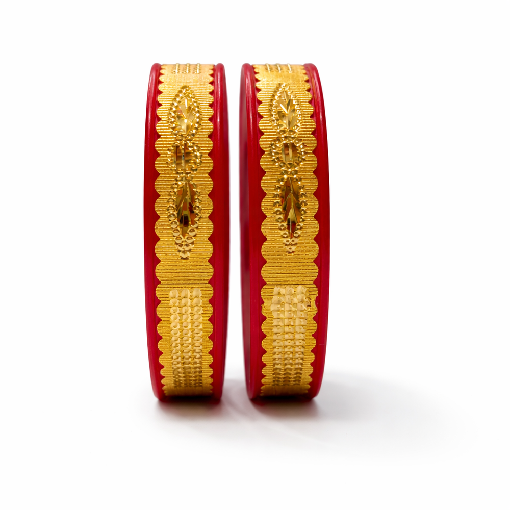 Luxury Red Gold Crystal Bangles – Classic Indian Traditional Wear