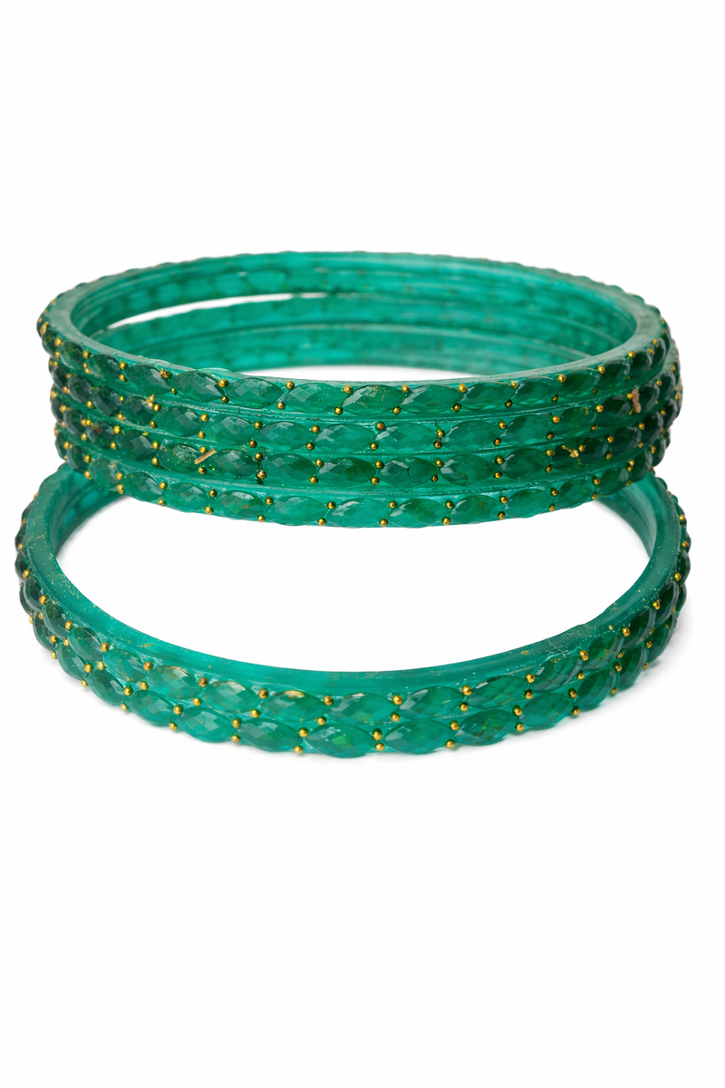 Trendy Radium Colour Crystal Finish Glass Bangles Pack of 12